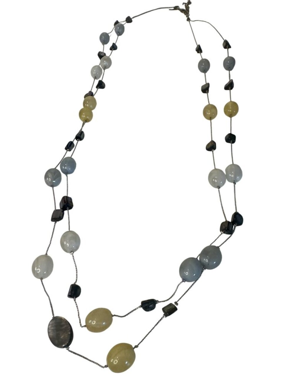 NY & Co. Station Necklace Two-Strand Beaded 41" Long Career Elegant Classic